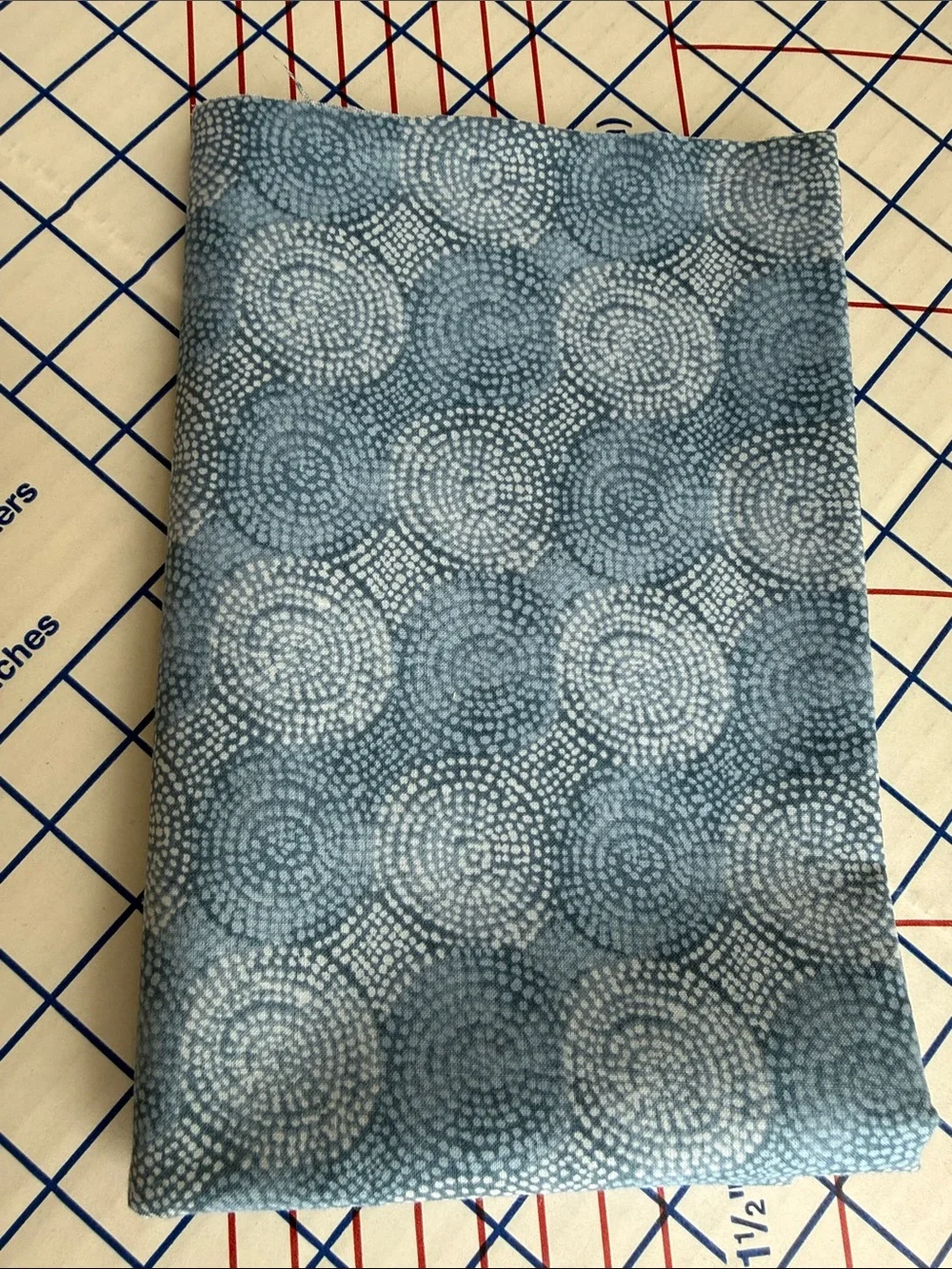 Blue Geometric Dotted Circle Cotton Fabric 1 Yard x 44